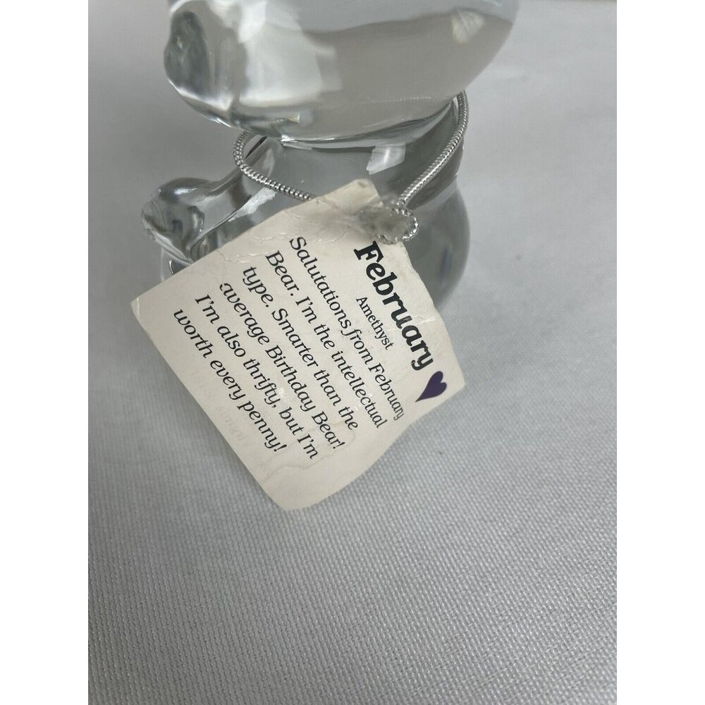 Fenton Clear Glass Bear Figurine Purple Amethyst Heart February Birthstone - Picture 6 of 8